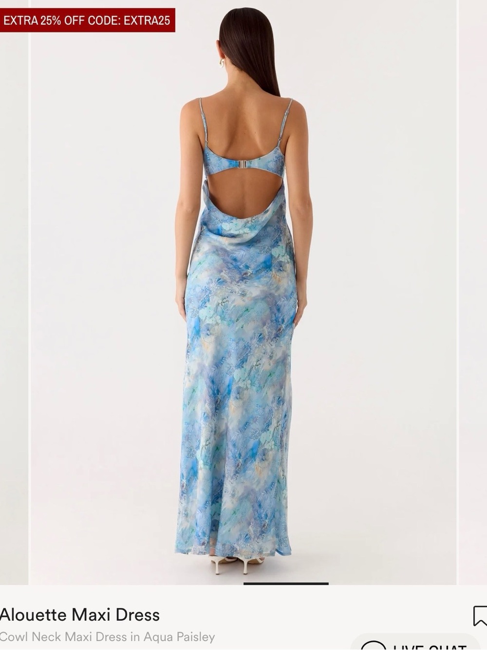 New Peppermayo Aqua Paisley Maxi Dress with Side Slit - Picture 2 of 4